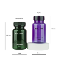 Flacon de pilules en plastique PET résistant à la lumière, 225cc, personnalisé avec impression sérigraphique, estampage à chaud doré et impression UV, pour contenants de capsules nutraceutiques