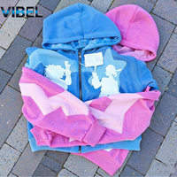 Sweat à capuche zippé surdimensionné en coton épais avec patch brodé personnalisé de qualité supérieure pour femme - Style streetwear