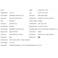 Écran de remplacement B2B FHD 1920x1080 15.6 IPS 60Hz EDP 30 broches B156HAN02.1 B156HAN02.2 B156HAN02.3 B156HAN02.4 Option d'achat MOQ