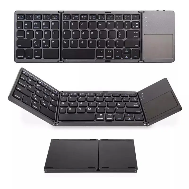 OEM B033 Triple Folding Mobile Teclado Portatil Ultra Slim Touchpad Portable Foldable Mini BT Wireless Keyboard With Touch Pad