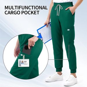 Pantalones Médicos FOXA para Mujer, Estilo Jogger Cargo, 7 Bolsillos, Tejido Suave, Cintura Media, Uniformes de Hospital - Product Image 5