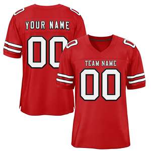 Custom Red <b>White</b>-<b>Black</b> Classic Style Mesh Authentic <b>Football</b> Jersey - Product Image 1