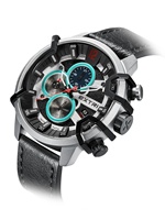 Huide Devars Extri Tali Kulit Jam Tangan Chrono Ukuran Besar Tahan Air 3ATM Reloj Grosir OEM