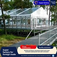 Tente de réception de mariage de style européen transparente, pavillon à toit en verre, structure en alliage d'aluminium, personnalisable, pour grands événements