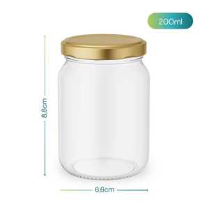 Barattoli di vetro con coperchio dorato da 200 ml con chiusura ermetica per la conservazione di marmellate e conserve - Product Image 2
