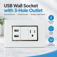 Plaque de charge murale USB 3 prises en acrylique personnalisée pour maisons, chambres, cuisines, salons, appartements – Prises électriques