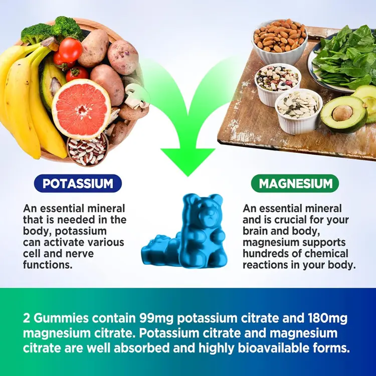 卸売OEMビーガンカリウムシトレートマグネシウムグミはCOQ10で免疫の健康をサポートします