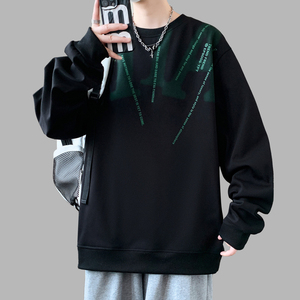 Pull tricoté imprimé col rond pour homme, style Hong Kong, collection Printemps-Automne 2025, coupe ample et décontractée, idéal pour le sport et les loisirs, grandes tailles. - Product Image 2
