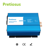 Convertisseur Pretiosus 2kw 2000 Watt, livraison rapide d'usine, onde sinusoïdale pure, convertisseur 12V 24V vers 110V 220V, convertisseur de puissance sur mesure
