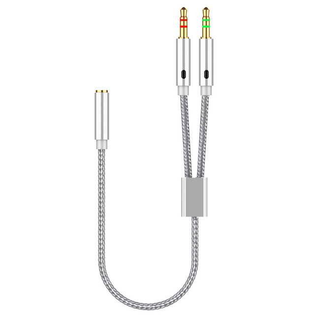 Desktop computer headphone adapter cable, microphone two-in-one converter, phone headset splitter, audio split to two
