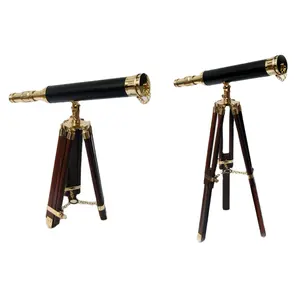 落地式现代航海望远镜皮革安装三脚架支架优质18英寸望远镜