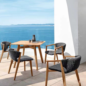 Modern <strong>Grey</strong> Rope <strong>Bistro</strong> <strong>Set</strong> 6-Seater Outdoor Dining Furniture Durable Patio Table and Chairs for Hotels and Villas - Product Image 6