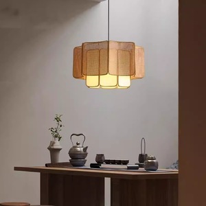 Rattan Chandelier Woven Pendant <strong>Light</strong> Hanging Ceiling <strong>Light</strong> Fixture <strong>Natural</strong> Rattan <strong>Shade</strong> for Dining Bedroom Living Room Indoor - Product Image 4
