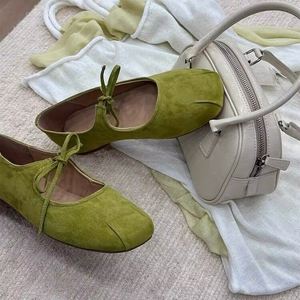 Novedad 2026: Zapatos Mary Jane con cordones de gamuza para mujer, bailarinas con punta abierta, suela suave, calzado informal y cómodo. - Product Image 6