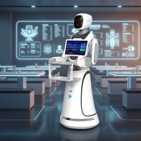 Robot de livraison de nourriture Amy, capacité de charge de 5 kg, plateau double couche, navigation LiDAR, interaction vocale, charge automatique, autonomie de 8 heures, pour restaurants
