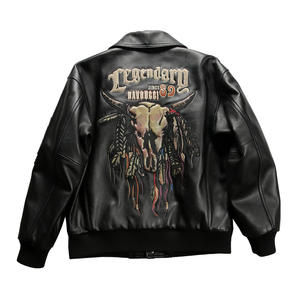 Abrigos auténticos de alta calidad Estilo bovino Patrón en relieve Versión Europea americana para hombres Chaquetas de cuero real de tamaño Pluz - Product Image 1