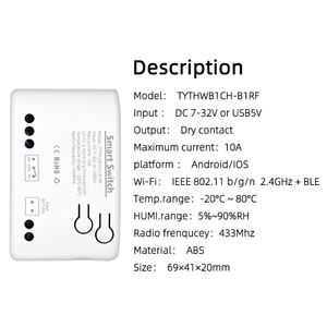 Capteur intelligent WiFi de température et d'humidité TY-TDQ-1CH-220v-T avec contrôle via l'application Tuya pour maison connectée, compatible 7-32V et 85-250V - Product Image 6