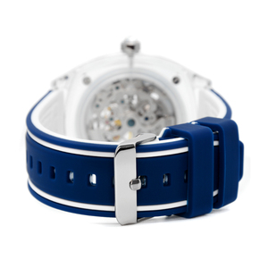 Sapphire Crystal Tonneau Case Luxury <b>Men</b> Mechanical Chronograph <b>Watches</b> Visible <b>Skeleton</b> Automatic Rubber Band 24mm Pointer Dial - Product Image 3