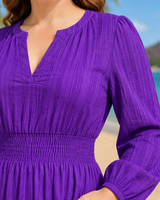 Robe longue décontractée à col en V et manches longues, sur mesure, grande taille, vente en gros