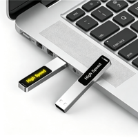 Clé USB longue en métal avec trou et lumière LED, logo personnalisé, cadeau promotionnel d'entreprise, clé USB lumineuse