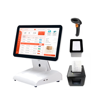 Terminal de point de vente tout-en-un avec écran tactile de 15 pouces, système Android, caisse enregistreuse, affichage client LED pour la vente au détail et la restauration