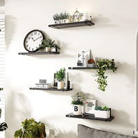 Ensemble de 5 étagères flottantes en bois de style rustique pour la décoration de la maison, les chambres, les salons, les cuisines, le garage, étagère murale de rangement