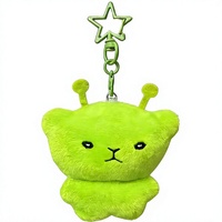Porte-clés en peluche chat extraterrestre mignon, mini-breloque kawaii pour sac à dos, charmant accessoire de sac à main de dessin animé
