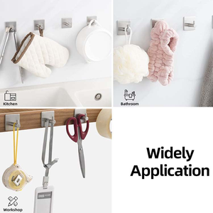 Yoto New Arrival Phổ Biến Chất Lượng Cao Tự Dính Không Có Khoan Khăn Tường Móc Thép Không Gỉ 304 Móc Áo Cho Phòng Tắm - Product Image 6