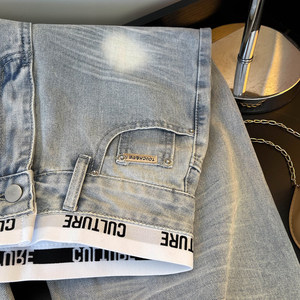 Jeans da Donna a <span class=keywords><strong>Vita</strong></span> Alta, Gamba Dritta, Senza Elasticità, <span class=keywords><strong>in</strong></span> Denim Lavato e Distressed, <span class=keywords><strong>con</strong></span> Lettere sul Fascia Interna <span class=keywords><strong>in</strong></span> <span class=keywords><strong>Vita</strong></span>, Stile Sehe Fashion - Product Image 3