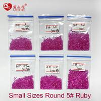 Harga grosir 3A Melee ukuran 1000 buah/pak batu Ruby Ruby batu permata longgar bulat brilian potong 5 # merah Ruby sintetis Corundum