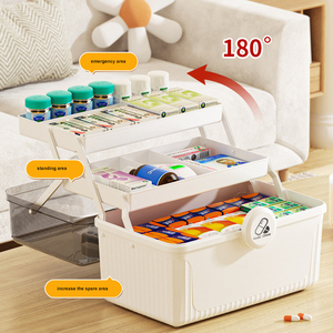 Hộp thuốc có khóa nhựa ba lớp hộp thuốc công suất lớn hộp thuốc sơ cứu cho văn phòng trường học tại nhà - Product Image 6