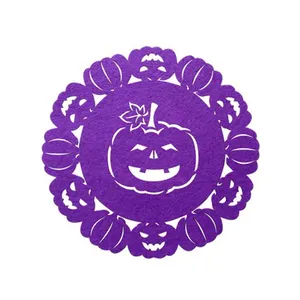 Halloween Cảm Thấy Bảng Mat Laser Cut Vòng Nhà Bếp Bảng Placemat