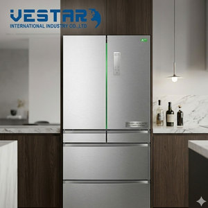Réfrigérateur commercial à portes françaises avec distributeur de glace, en acier inoxydable, sans givre, pour usage familial, 500L, OEM disponible - Product Image 3