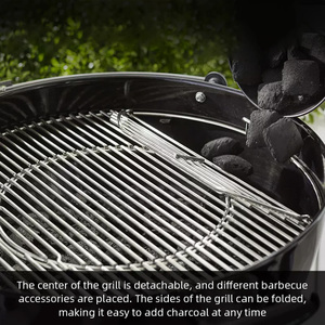 Modern Iron <strong>Foldable</strong> Camping Garden Charcoal <strong>BBQ</strong> Grill Black Outdoor Smoker - Product Image 4