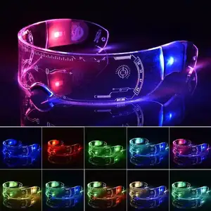 7-Color Cyberpunk LED Visor Glasses LED Luminous Glasses EL Wire Neon Flashing Colorful Cyberpunk Bar Party