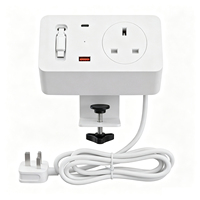 Protection contre les surtensions à fixation sur bureau, multiprise avec ports USB-A QC 18W, prises largement espacées, gain de place, base antidérapante