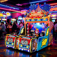 LEON SHOOTING CARNIVAL Machine de jeu de tir multijoueur à monnayeur, console d'arcade métallique 2-4 joueurs, lumières clignotantes, anglais