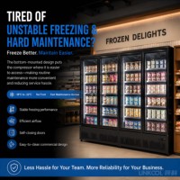 Congélateur commercial 1450L à 3 portes vitrées, réfrigérateur de présentation pour supermarché, vitrine à crème glacée pour magasin