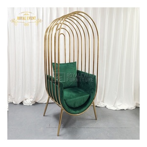 Nouvelle conception <span class=keywords><strong>de</strong></span> chaise <span class=keywords><strong>de</strong></span> banquet <span class=keywords><strong>de</strong></span> mariage en forme <span class=keywords><strong>de</strong></span> <span class=keywords><strong>cage</strong></span> à oiseaux dorée, canapé trône en acier inoxydable - Product Image 1