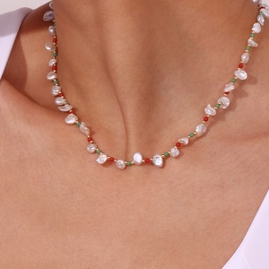 Collar de Perlas de Agua Dulce Naturales Vintage Hecho a Mano, Cadena de Cuentas Coloridas de Acero Inoxidable Chapado en Oro de 18K, Collar para Niños - Product Image 2