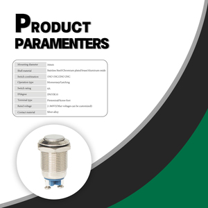 Lvbo thép không gỉ nhôm Chốt đẩy nút chuyển đổi không thấm nước 4 vít thiết bị đầu cuối dẫn 19mm gắn lỗ đường kính phẳng - Product Image 5