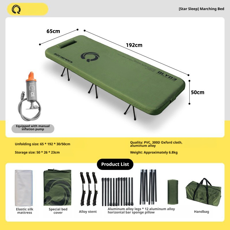 Wire Mesh Folding Bed - Green 65cm + Manual Pump
