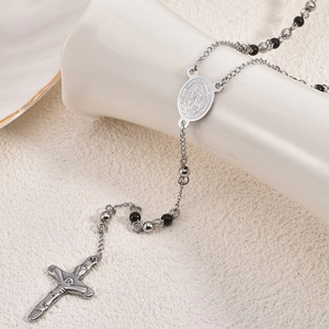 Colares de Joias de Moda Atacado: Pingente de Cruz de Aço Inoxidável com Crucifixo Religioso Vintage da Virgem Maria e Contas Cristãs Católicas - Product Image 6