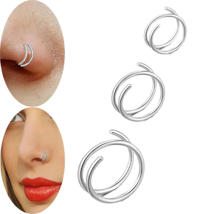 Anillo de <span class=keywords><strong>Nariz</strong></span> de acero inoxidable con <span class=keywords><strong>doble</strong></span> espiral Multicolor, joyería para <span class=keywords><strong>Piercing</strong></span> de <span class=keywords><strong>nariz</strong></span> perforada para mujeres y hombres, joyería para <span class=keywords><strong>nariz</strong></span> - Product Image 1