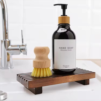Petit porte-savon de cuisine en bois, support de comptoir pour savon liquide, socle en bois de style rustique, finition polie, motif floral