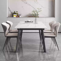 Ensemble de salle à manger en dalle de pierre pliable de style italien, table à manger rectangulaire moderne minimaliste pour les petites maisons