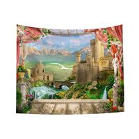 Tapisserie murale en polyester avec motif de montagne, rivière et Fuji, impression HD, résistante à la décoloration, légère, OEM ODM