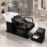 Lit de lavage spa inclinable, unité de lavage de cheveux pour salon, station de lavage des cheveux, noir capitonné, équipement de salon et spa, vente en gros directe d'usine