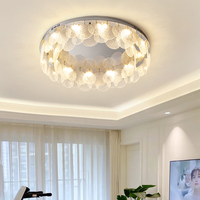 Plafonnier rond à montage en surface, design moderne, décoration intérieure, chambre à coucher, verre doré de luxe, éclairage LED moderne pour salon