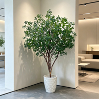 Arbre artificiel Pieris Japonica sur mesure, très populaire, avec tronc en bois véritable, grand arbre vert artificiel avec pot élégant en ciment